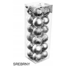 ZESTAW BOMBKI ŚWIĄTECZNE 24 SZT 5 CM SREBRNE OZDOBNE ELEGANCKIE NA CHOINKĘ