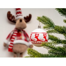 ZESTAW BOMBKI ŚWIĄTECZNE 24 SZT 7CM CZERWONE MIX ELEGANCKIE NA CHOINKĘ PRO