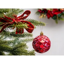 ZESTAW BOMBKI ŚWIĄTECZNE 24 SZT 7CM CZERWONE MIX ELEGANCKIE NA CHOINKĘ PRO