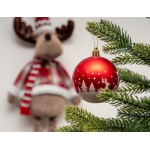 ZESTAW BOMBKI ŚWIĄTECZNE 24 SZT 7CM CZERWONE MIX ELEGANCKIE NA CHOINKĘ PRO