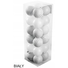 ZESTAW BOMBKI ŚWIĄTECZNE 24 SZT 5 CM BIAŁE OZDOBNE ELEGANCKIE NA CHOINKĘ