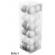 ZESTAW BOMBKI ŚWIĄTECZNE 24 SZT 5 CM BIAŁE OZDOBNE ELEGANCKIE NA CHOINKĘ