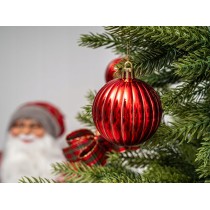 ZESTAW BOMBKI ŚWIĄTECZNE 24 SZT 7CM CZERWONE MIX ELEGANCKIE NA CHOINKĘ PRO
