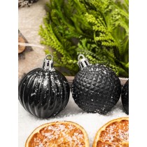 ZESTAW BOMBKI ŚWIĄTECZNE 24 SZT 5 CM CZARNE OZDOBNE ELEGANCKIE NA CHOINKĘ