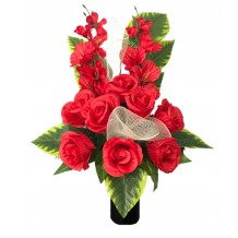 BUKIET DO WAZONU NA POMNIK GRÓB KOMPOZYCJA NAGROBNA KWIATY SZTUCZNE STROIK