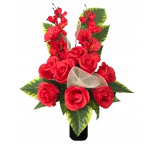 BUKIET DO WAZONU NA POMNIK GRÓB KOMPOZYCJA NAGROBNA KWIATY SZTUCZNE STROIK