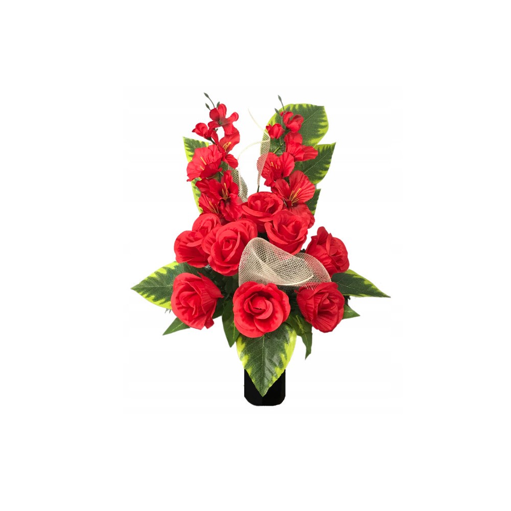 BUKIET DO WAZONU NA POMNIK GRÓB KOMPOZYCJA NAGROBNA KWIATY SZTUCZNE STROIK