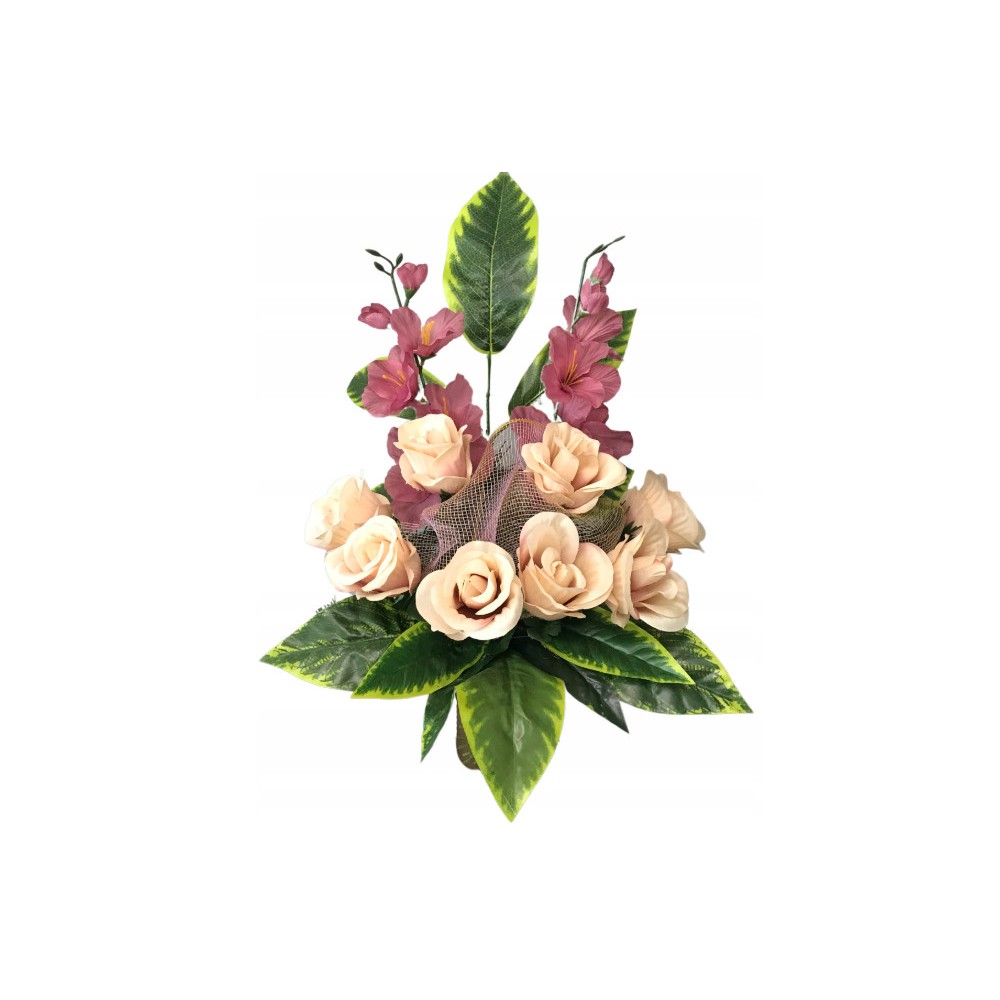 BUKIET DO WAZONU NA GRÓB CMENTARZ DEKORACJA NAGROBNA KWIATY SZTUCZNE STROIK