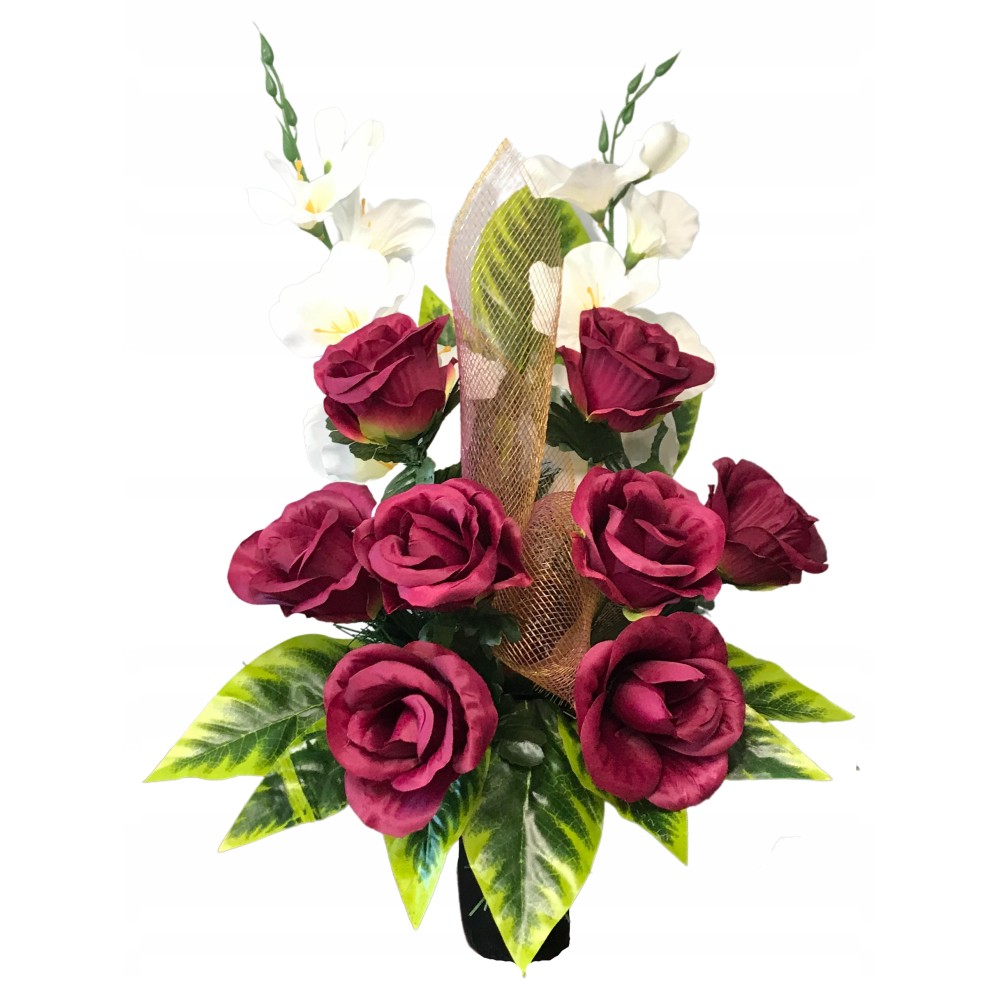 BUKIET DO WAZONU NA GRÓB POMNIK KOMPOZYCJA NAGROBNA KWIATY SZTUCZNE STROIK