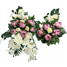 KOMPOZYCJA NAGROBNA 2W1 STROIK + BUKIET DO WAZONU DEKORACJA NA GRÓB PREMIUM