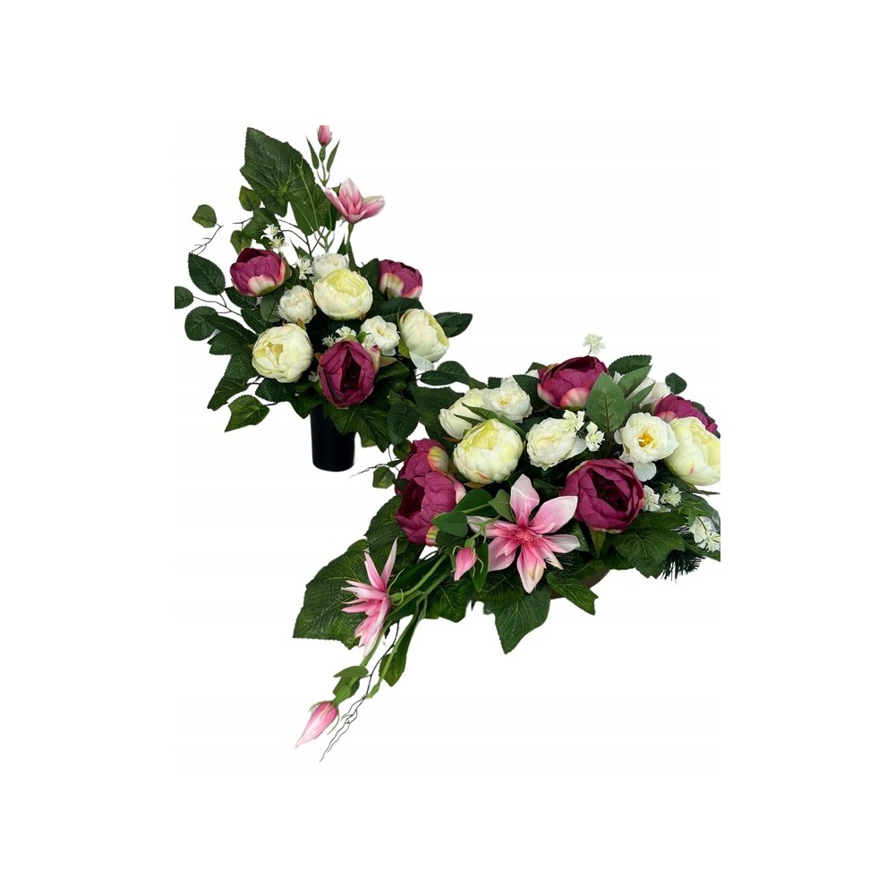 STROIK NA GRÓB 2W1 KOMPOZYCJA KWIATOWA BUKIET DO WAZONU ZESTAW PIĘKNY 2025