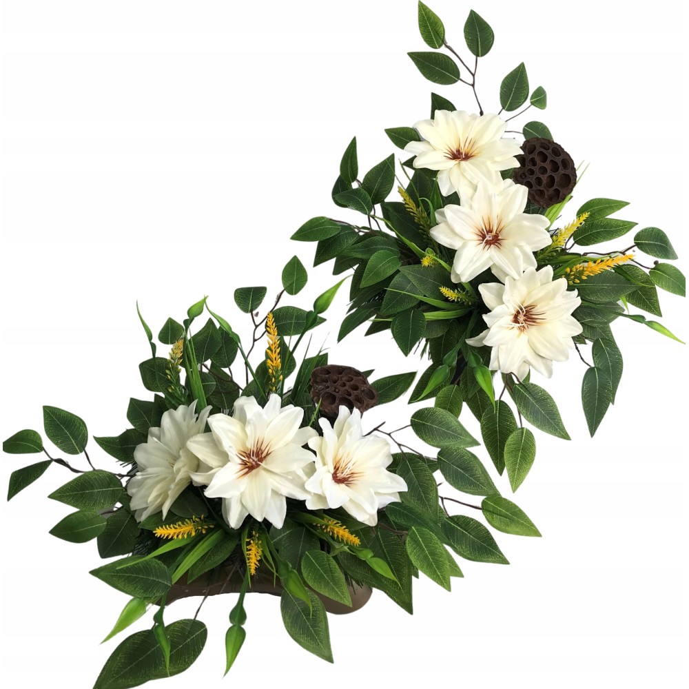 Kompozycja na Grób Stroik do Wazonu 2w1 Kwiaty Sztuczne Całoroczne Cmentarz